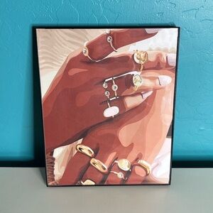 Elegant Woman Hands Gold Jewelry Wall Art Print with Frame